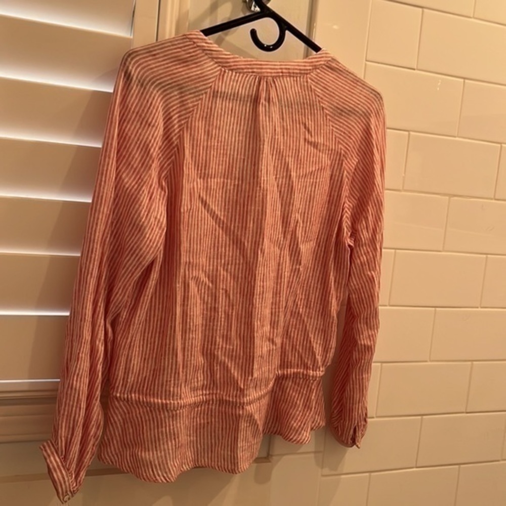 Red And White Stripe Linen Rails Blouse - image 4